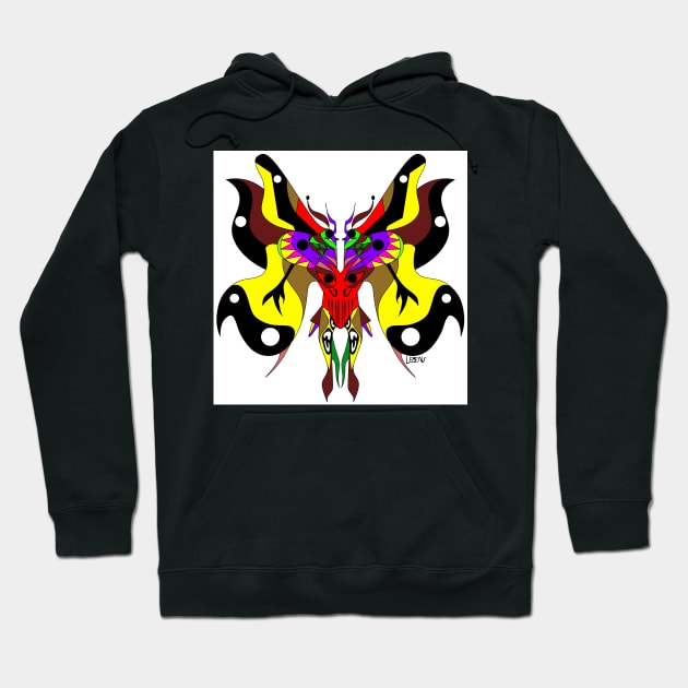 mothman fairy kaiju ecopop in armor of death in totonac patterns Hoodie by jorge_lebeau